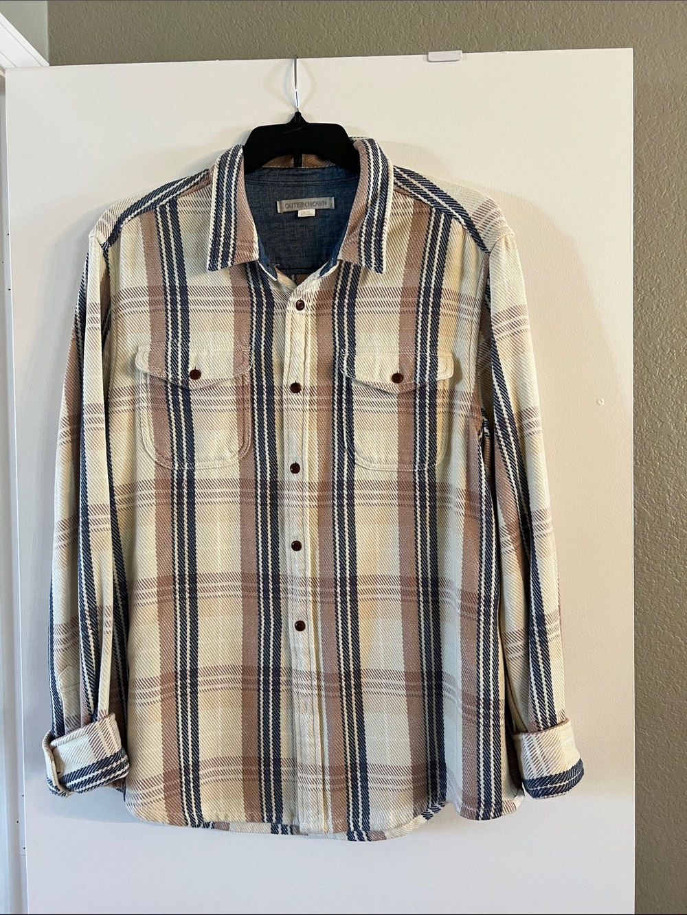 Men’s Outerknown blanket button-Down Plaid Shirt sz XL